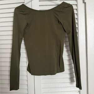 Free People Forest Green Backless Long Sleeve Top